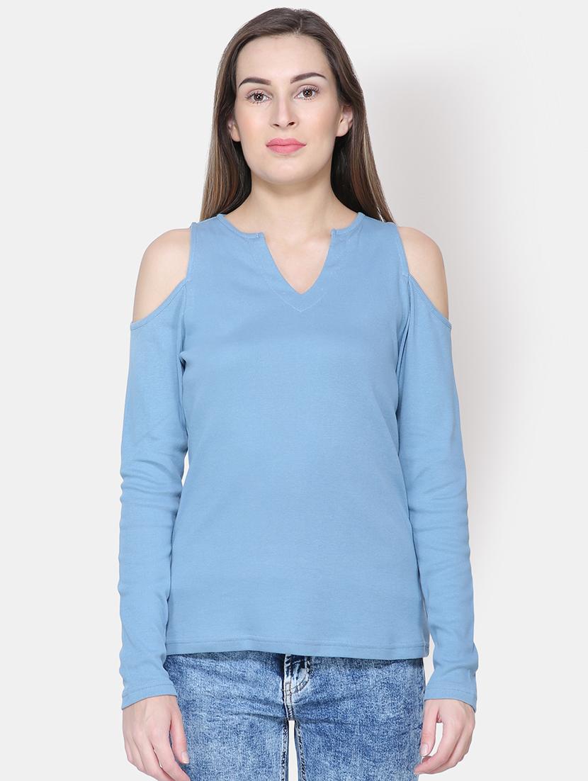 cold shoulder notch neck top - 16630378 - Zoom Image - 1