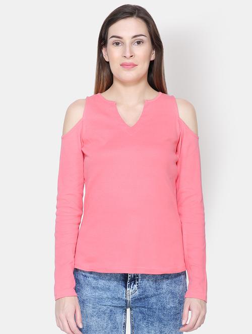 cold shoulder notch neck top - 16630379 - Standard Image - 1