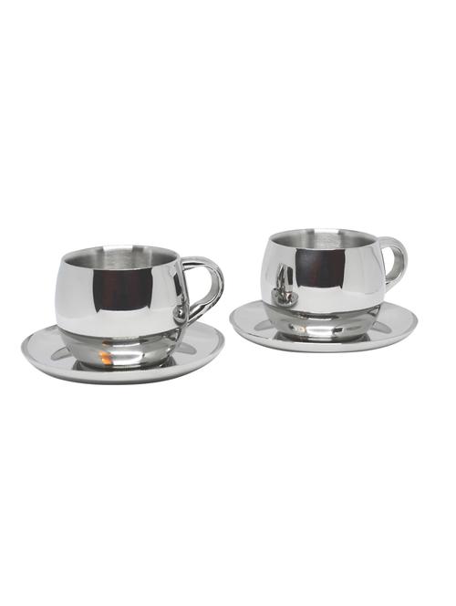 stainless steel double walled cup & saucer set of 2 - 16630778 - Standard Image - 1