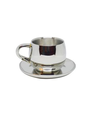 stainless steel double walled cup & saucer set of 2 - 16630778 - Standard Image - 2