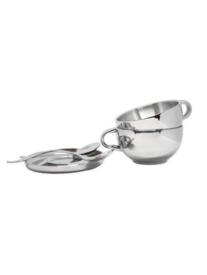 stainless steel bowls with saucers and spoons set of 2 - 16630786 - Standard Image - 2