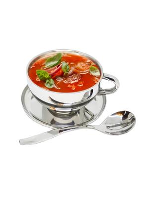 stainless steel bowls with saucers and spoons set of 2 - 16630786 - Standard Image - 3