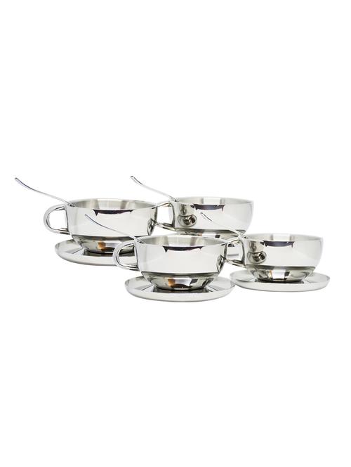 stainless steel bowls with saucers and spoons set of 4 - 16630787 - Very Small Image - 1