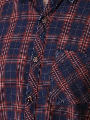 navy blue checkered casual shirt - 16631218 - Standard Image - 5