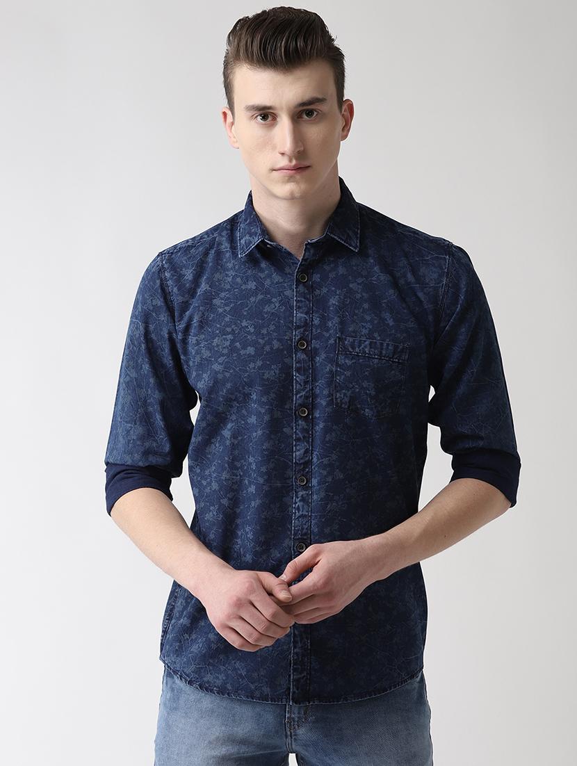 blue printed casual shirt - 16631228 - Zoom Image - 1
