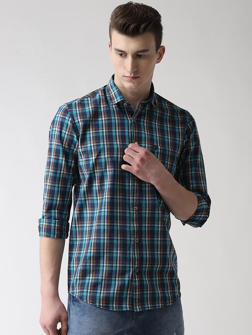 blue checkered casual shirt - 16631243 - Very Small Image - 1
