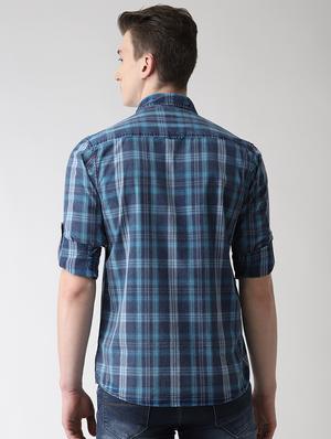blue checkered casual shirt - 16631246 - Standard Image - 3