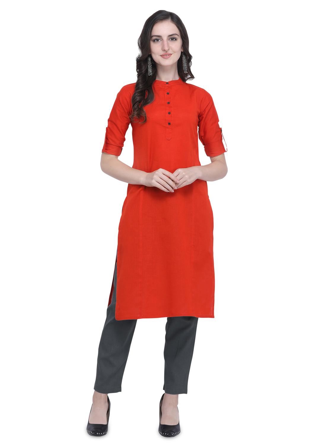 solid straight kurta - 16631261 - Zoom Image - 1