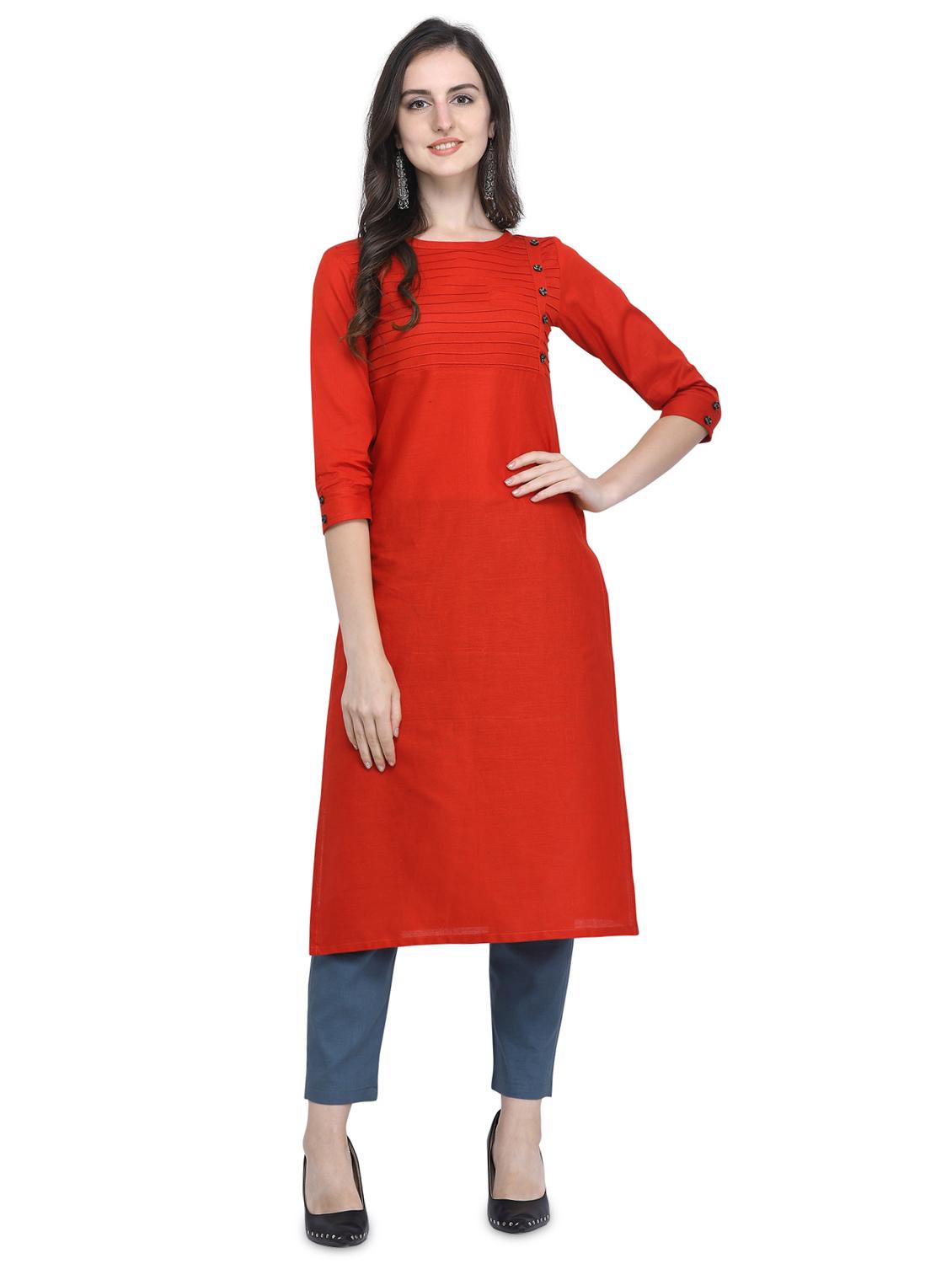 pintucks straight kurta - 16631264 - Zoom Image - 1