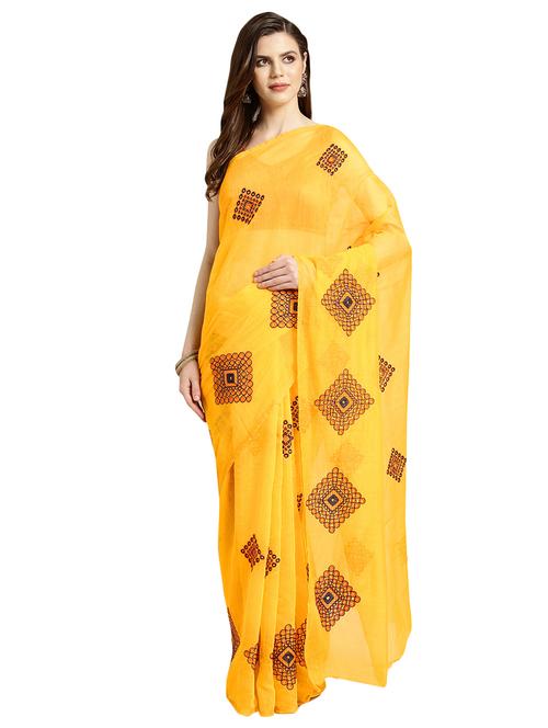 geometric embroidered saree with blouse - 16631307 - Standard Image - 1