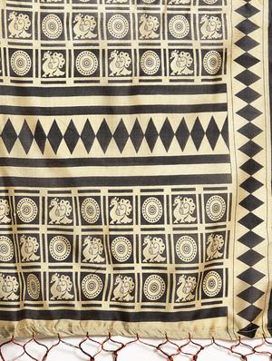 geometric printed saree with blouse - 16631335 - Standard Image - 4