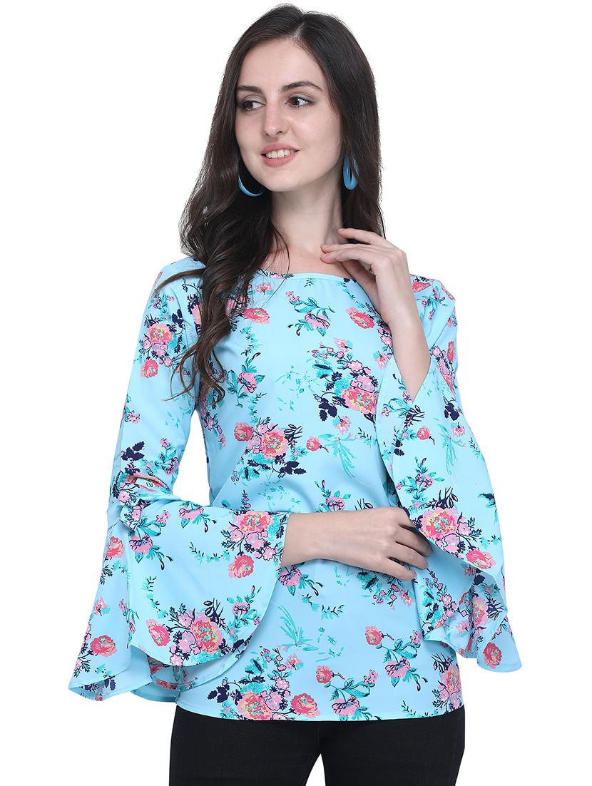 bell sleeved floral top - 16631529 - Zoom Image - 1