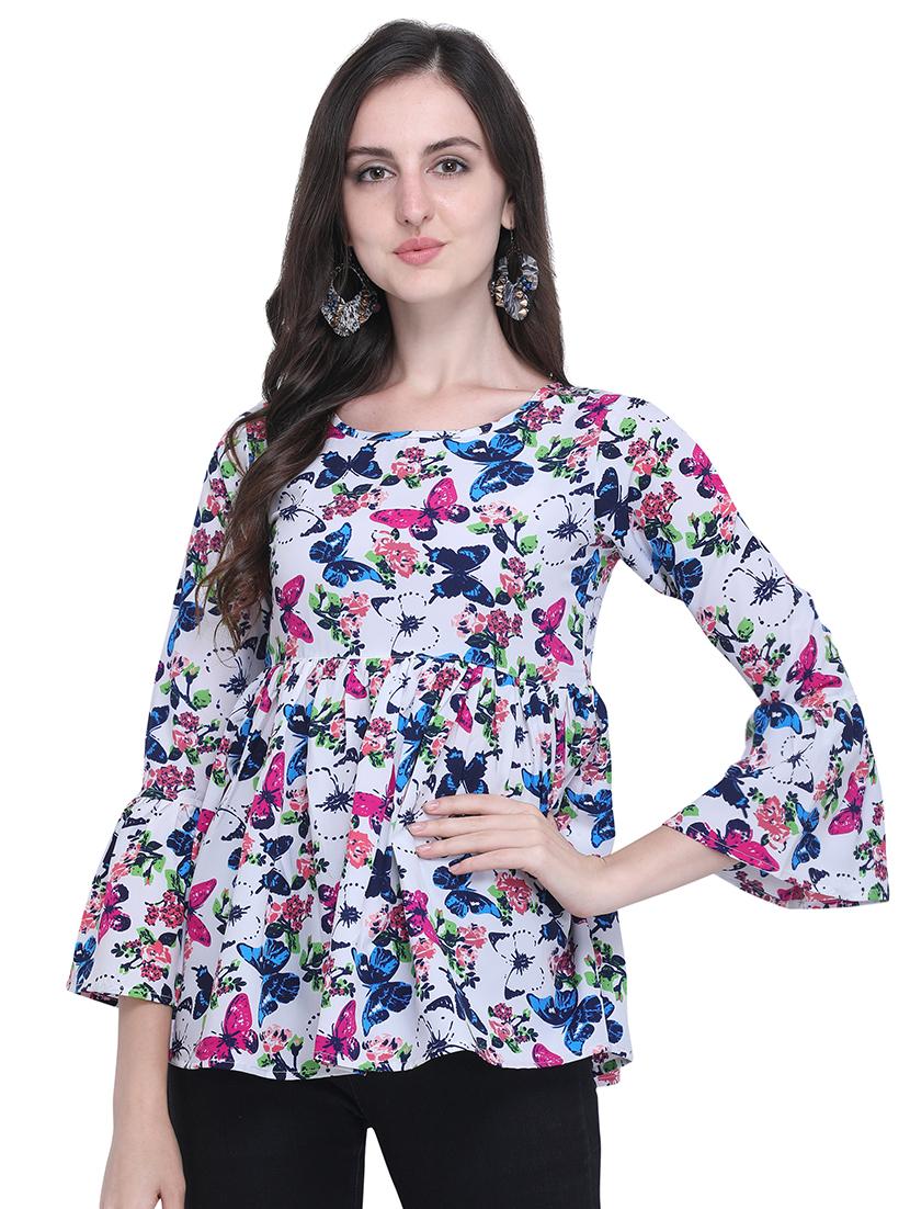 bell sleeved printed top - 16631532 - Zoom Image - 1