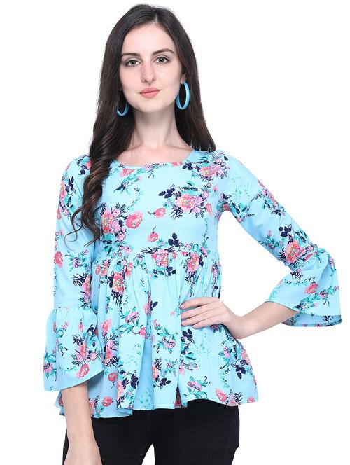 bell sleeved floral top - 16631534 - Standard Image - 1