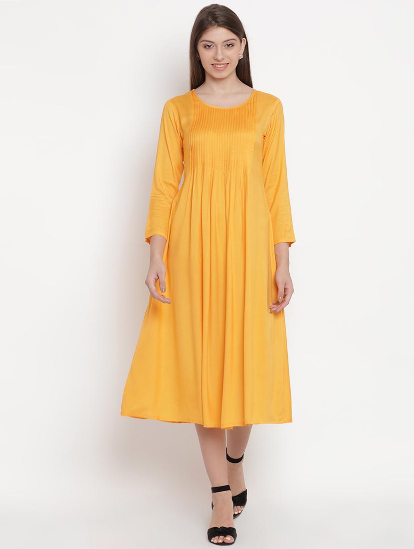scoop neck pleated a-line dress - 16631679 - Zoom Image - 1