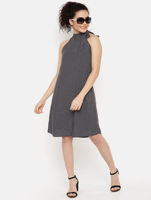 tie knot halter neck a-line dress - 16631823 - Standard Image - 1
