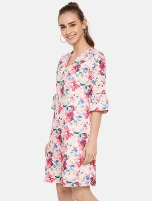 bell sleeved floral a-line dress - 16631827 - Standard Image - 3