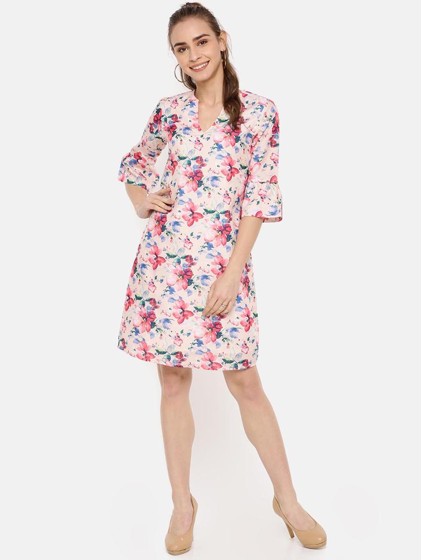 bell sleeved floral a-line dress - 16631827 - Zoom Image - 1
