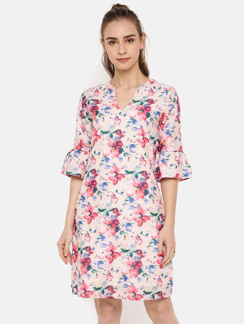 bell sleeved floral a-line dress - 16631827 - Zoom Image - 2