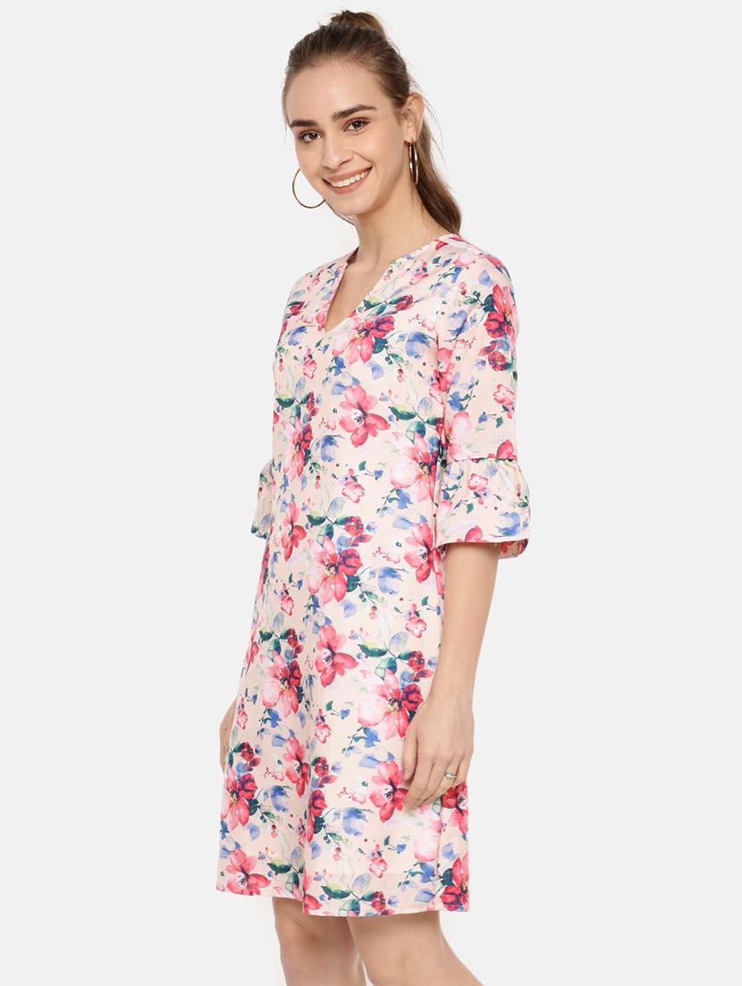 bell sleeved floral a-line dress - 16631827 - Zoom Image - 3