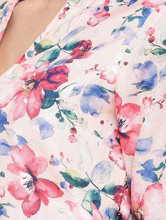 bell sleeved floral a-line dress - 16631827 - Zoom Image - 5