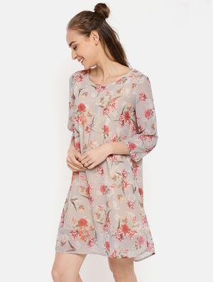 boat neck floral a-line dress - 16631828 - Standard Image - 3