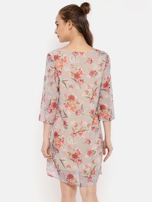 boat neck floral a-line dress - 16631828 - Standard Image - 4