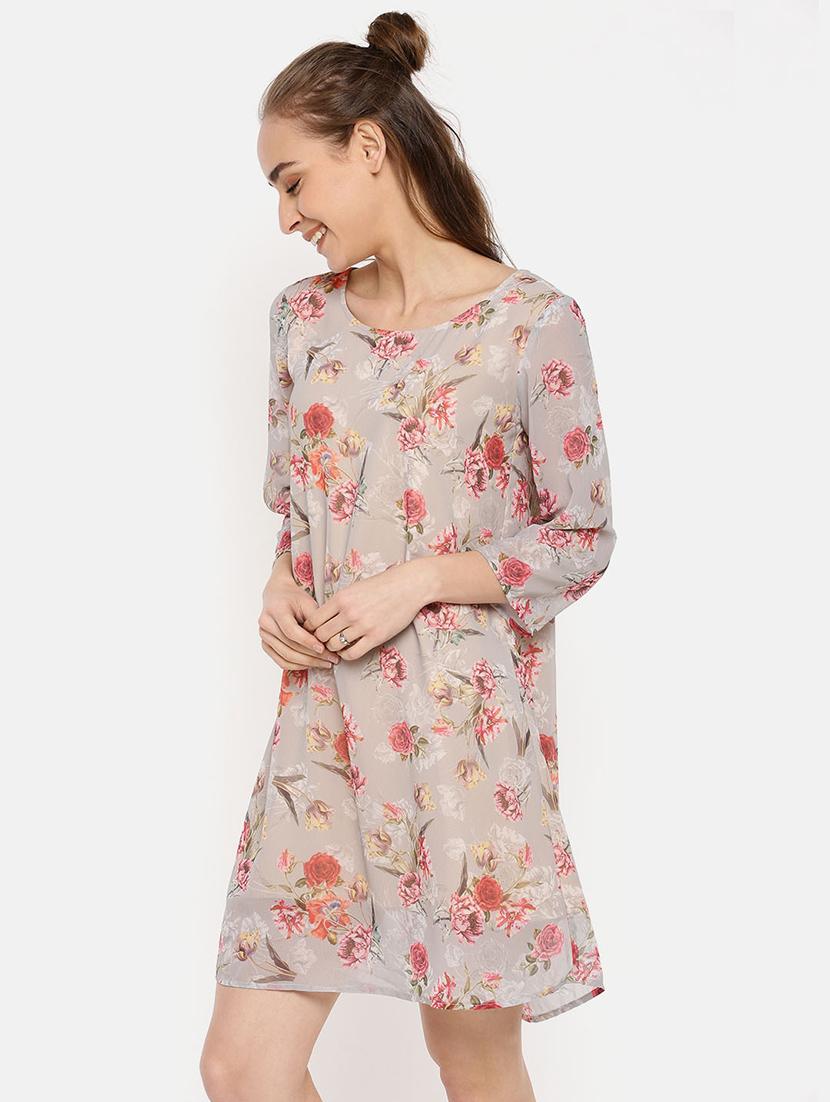 boat neck floral a-line dress - 16631828 - Zoom Image - 3