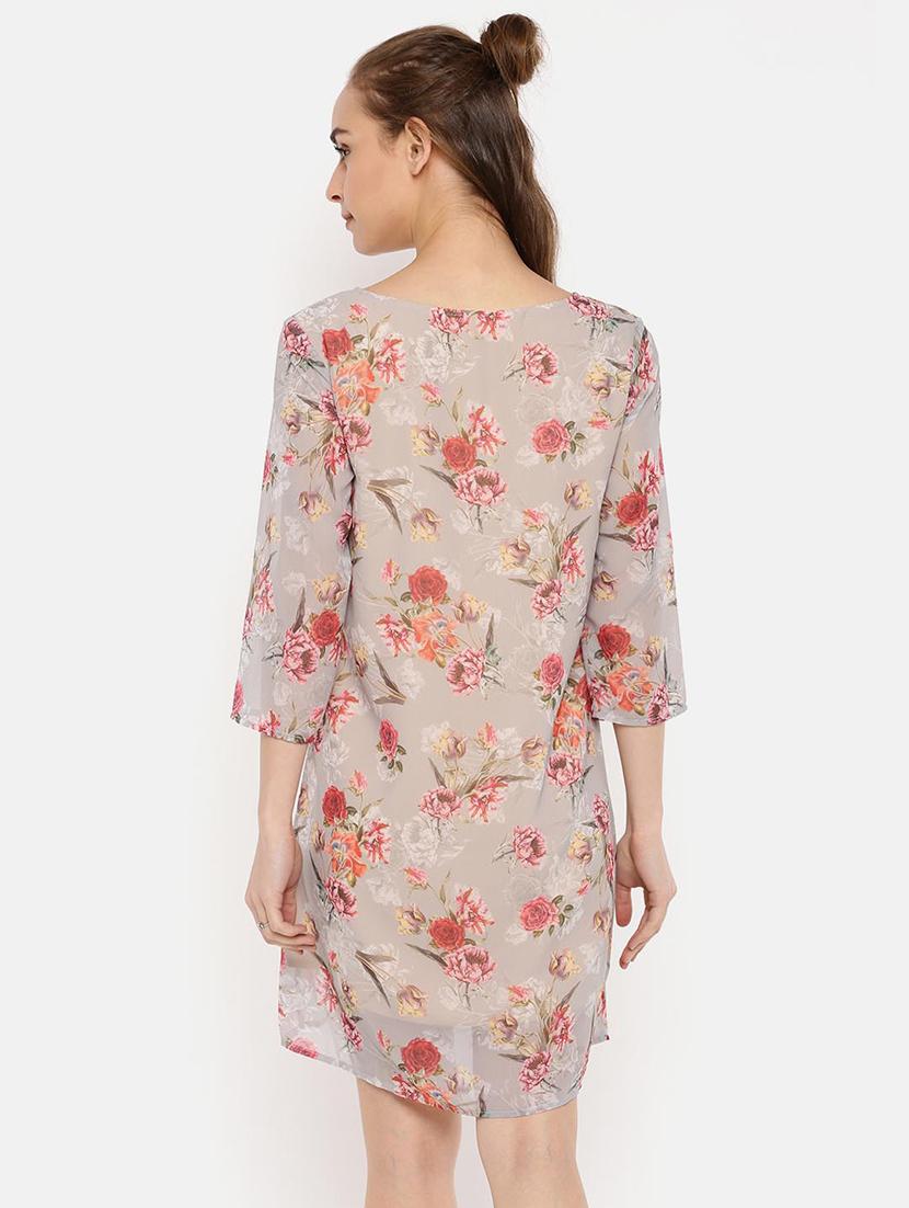 boat neck floral a-line dress - 16631828 - Zoom Image - 4