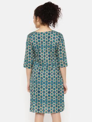 v-neck geometric a-line dress - 16631833 - Standard Image - 4