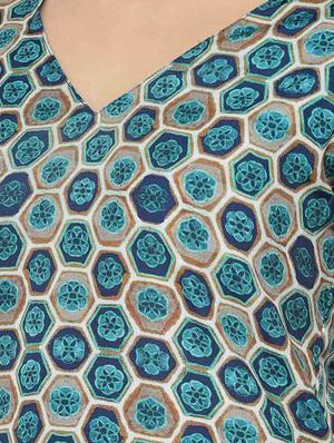 v-neck geometric a-line dress - 16631833 - Standard Image - 5