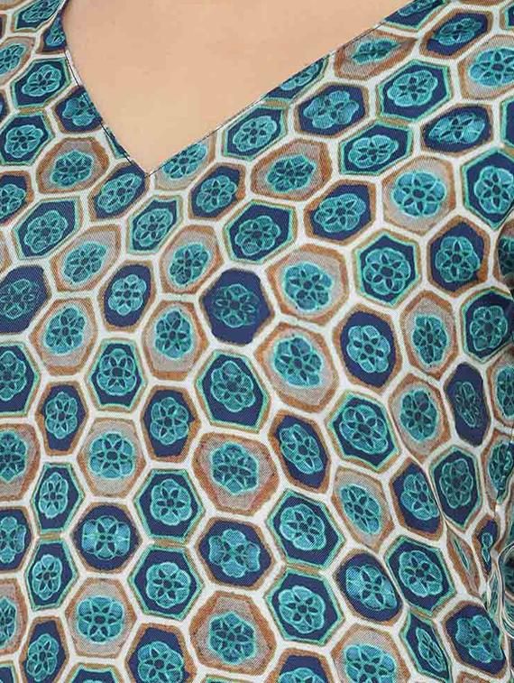v-neck geometric a-line dress - 16631833 - Zoom Image - 5