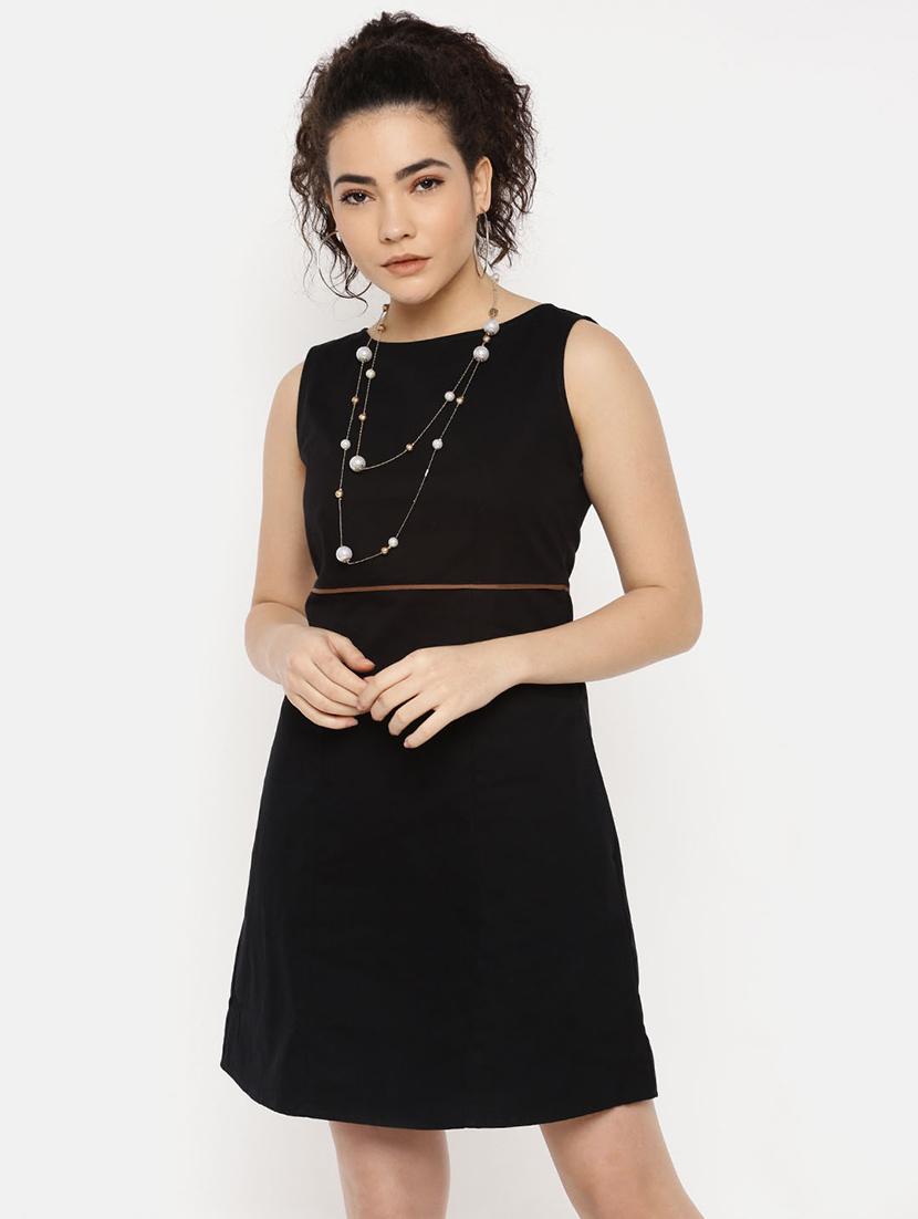 round neck solid a-line dress - 16631836 - Zoom Image - 2