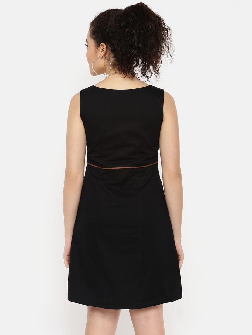 round neck solid a-line dress - 16631836 - Zoom Image - 4