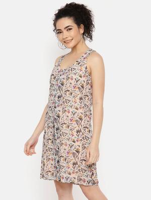 scoop neck abstract a-line dress - 16631844 - Standard Image - 3
