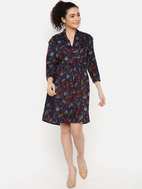 v-neck floral a-line dress - 16631848 - Standard Image - 1