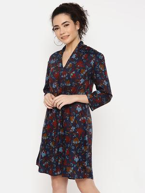v-neck floral a-line dress - 16631848 - Standard Image - 3