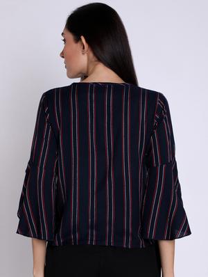 bell sleeved striped top - 16631898 - Standard Image - 3