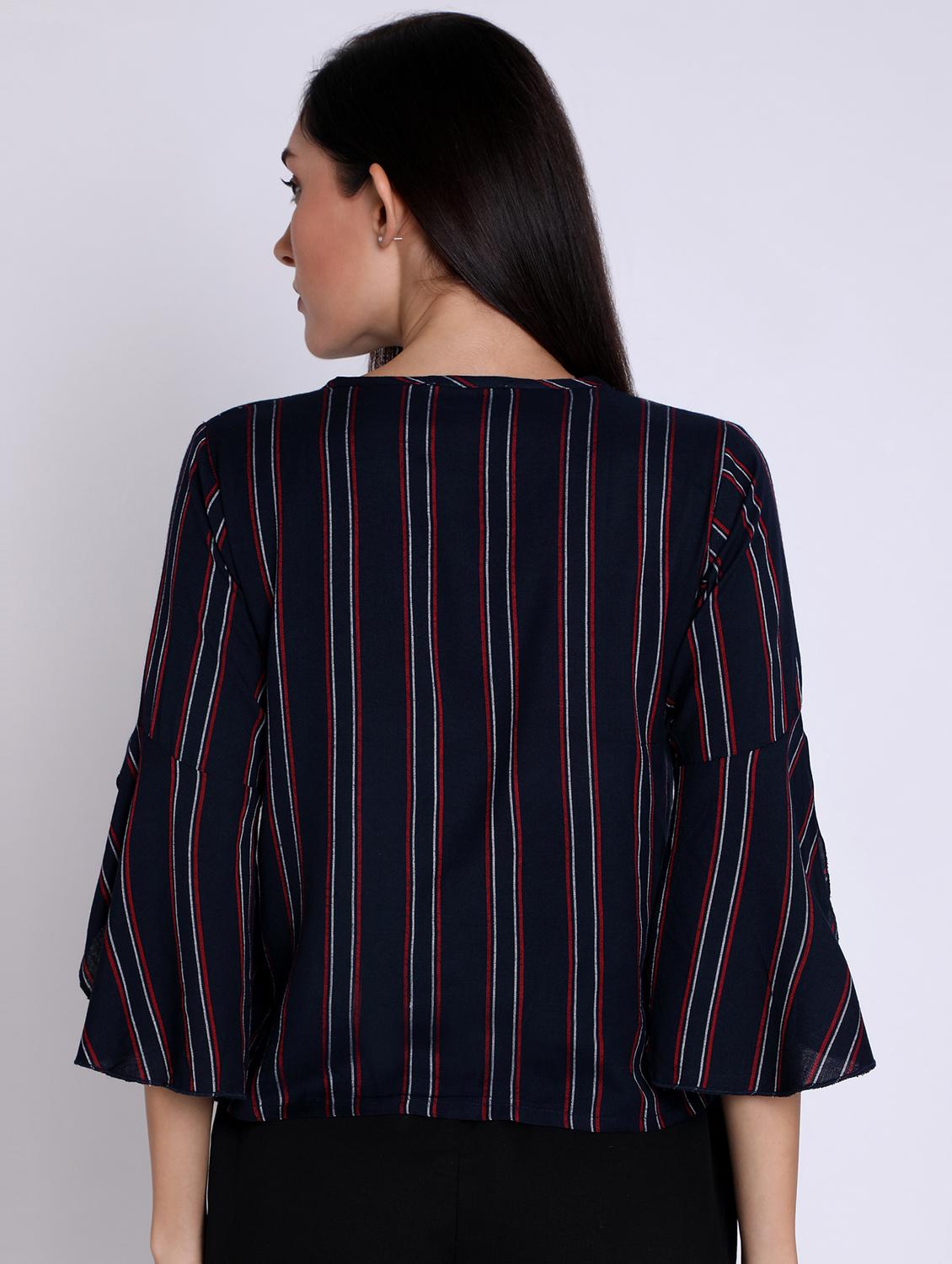 bell sleeved striped top - 16631898 - Zoom Image - 3