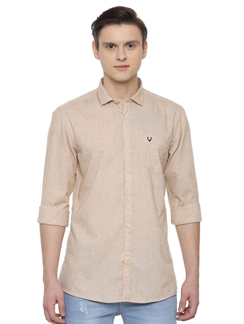 beige solid casual shirt - 16631988 - Zoom Image - 1