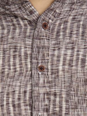 brown self design long kurta - 16632036 - Standard Image - 4