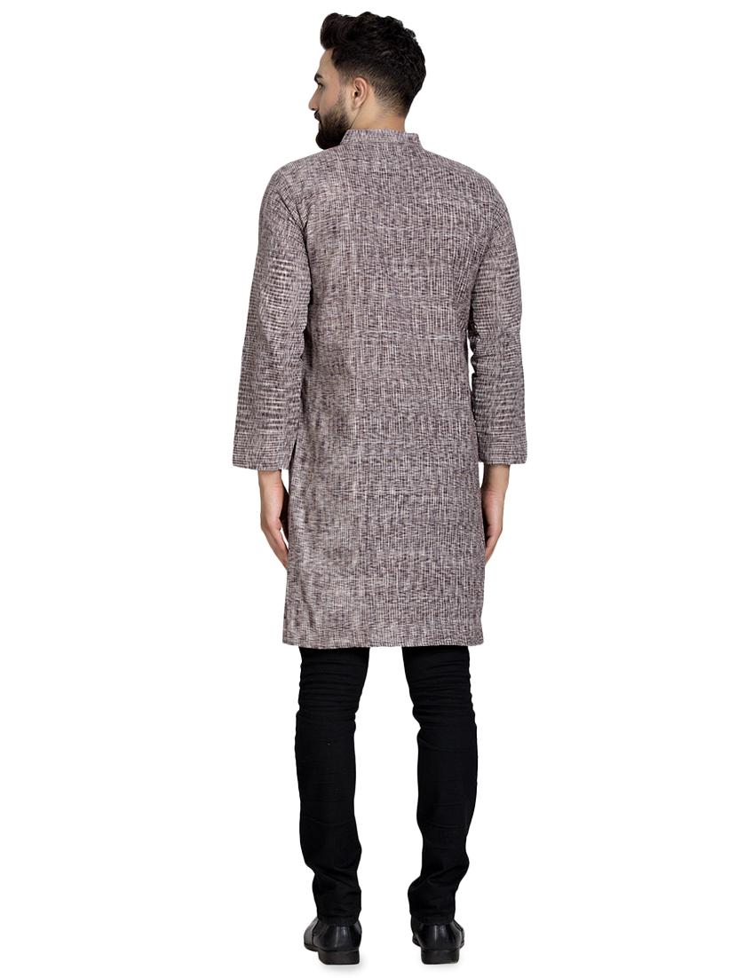 brown self design long kurta - 16632036 - Zoom Image - 3