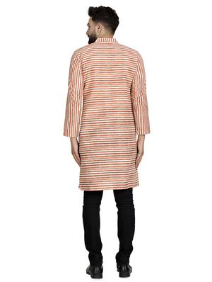 orange striped long kurta - 16632040 - Standard Image - 3