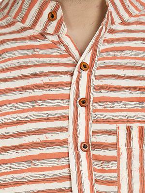 orange striped long kurta - 16632040 - Standard Image - 4