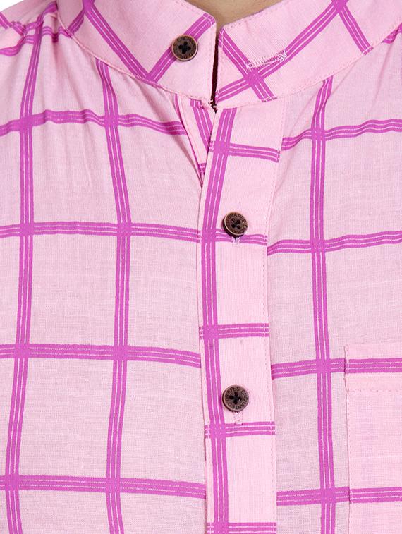 pink checkered short kurta - 16632043 - Zoom Image - 5