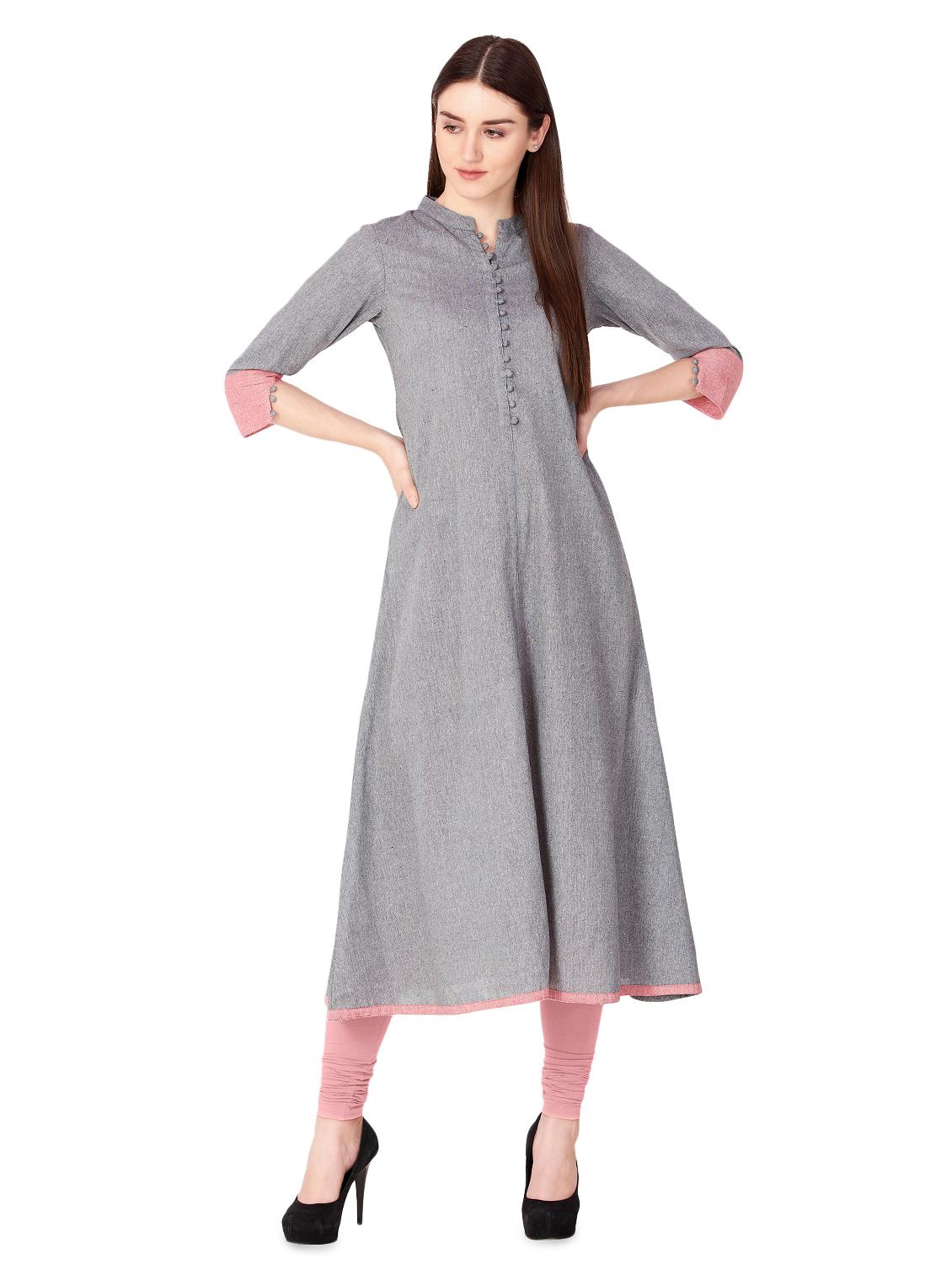 solid a-line kurta - 16632047 - Zoom Image - 1