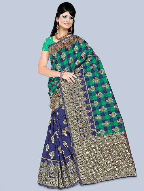 self-design kanjivaram saree with blouse - 16632094 - Standard Image - 1
