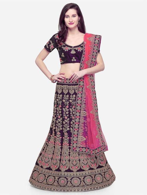 embroidered a-line lehenga - 16632186 - Standard Image - 1
