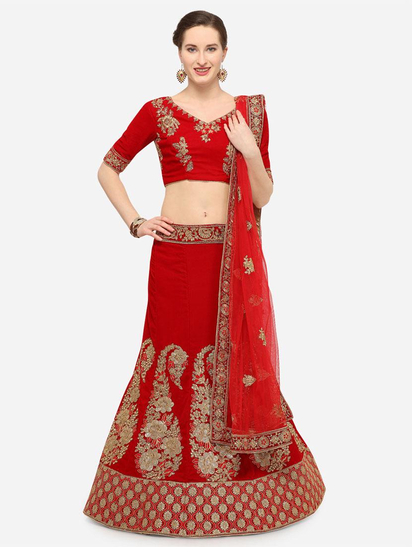 embroidered a-line lehenga - 16632200 - Zoom Image - 1