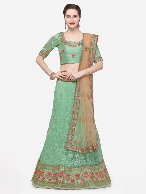 embroidered a-line lehenga - 16632262 - Standard Image - 1